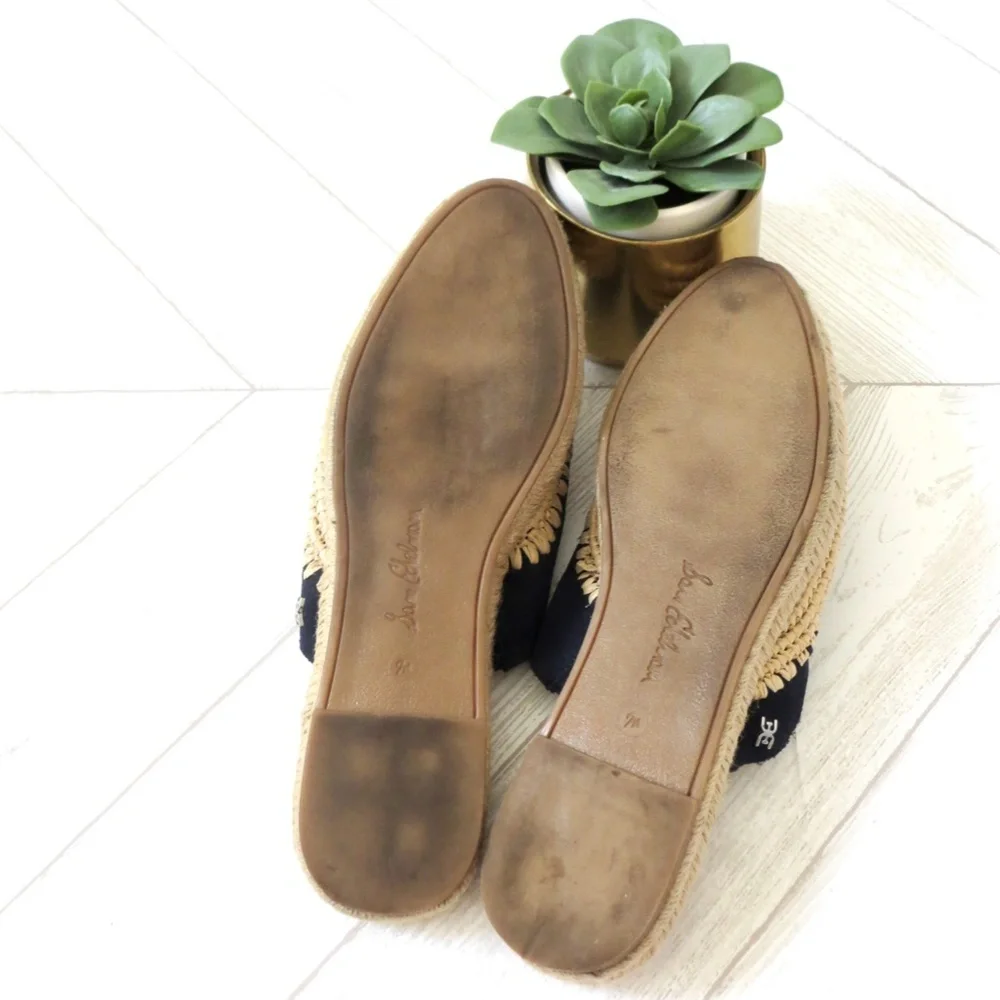 Sam Edelman Suede Espadrille Mules Austin Navy Blue SZ 7.5